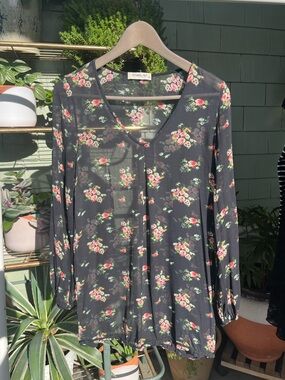 Sam & Lavi Los Angeles Sheer Black Floral Dress